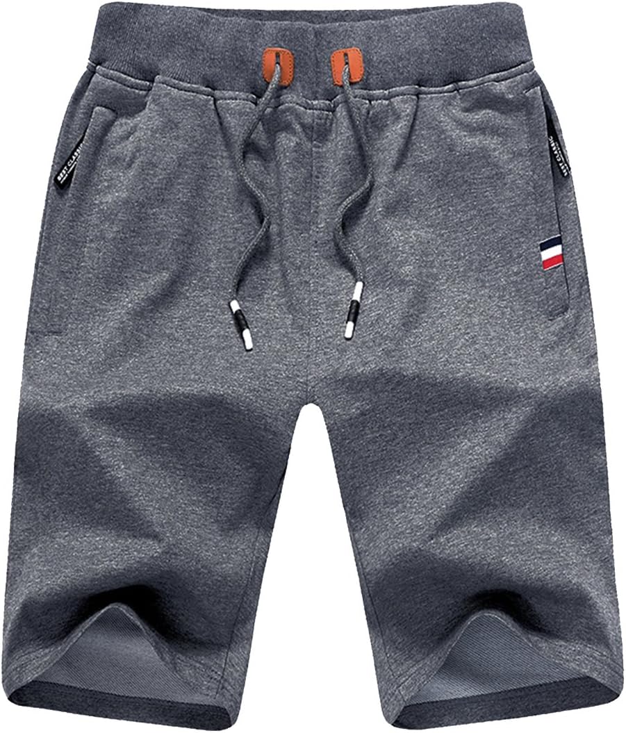Mens Shorts Casual Sports with Elastic Waist Zipper Pockets