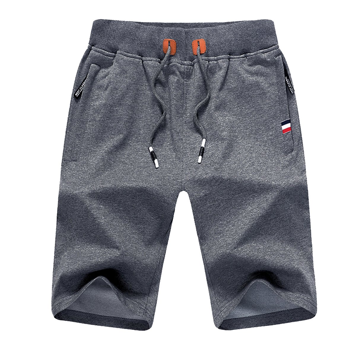 Justsun Men's Dark Grey Shorts Casual Sports Joggers Shorts With Elastic Waist Zipper Pockets Uk 3X-Large