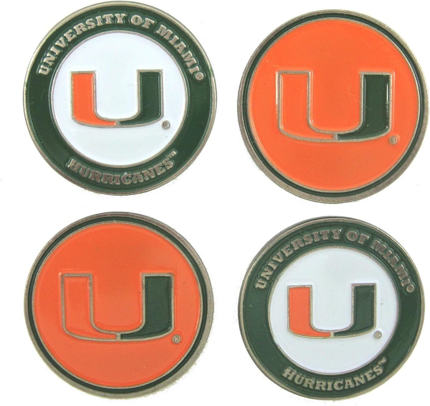 University of Miami 2-sided Golf Ball markers (lot of 4) by Team Golf