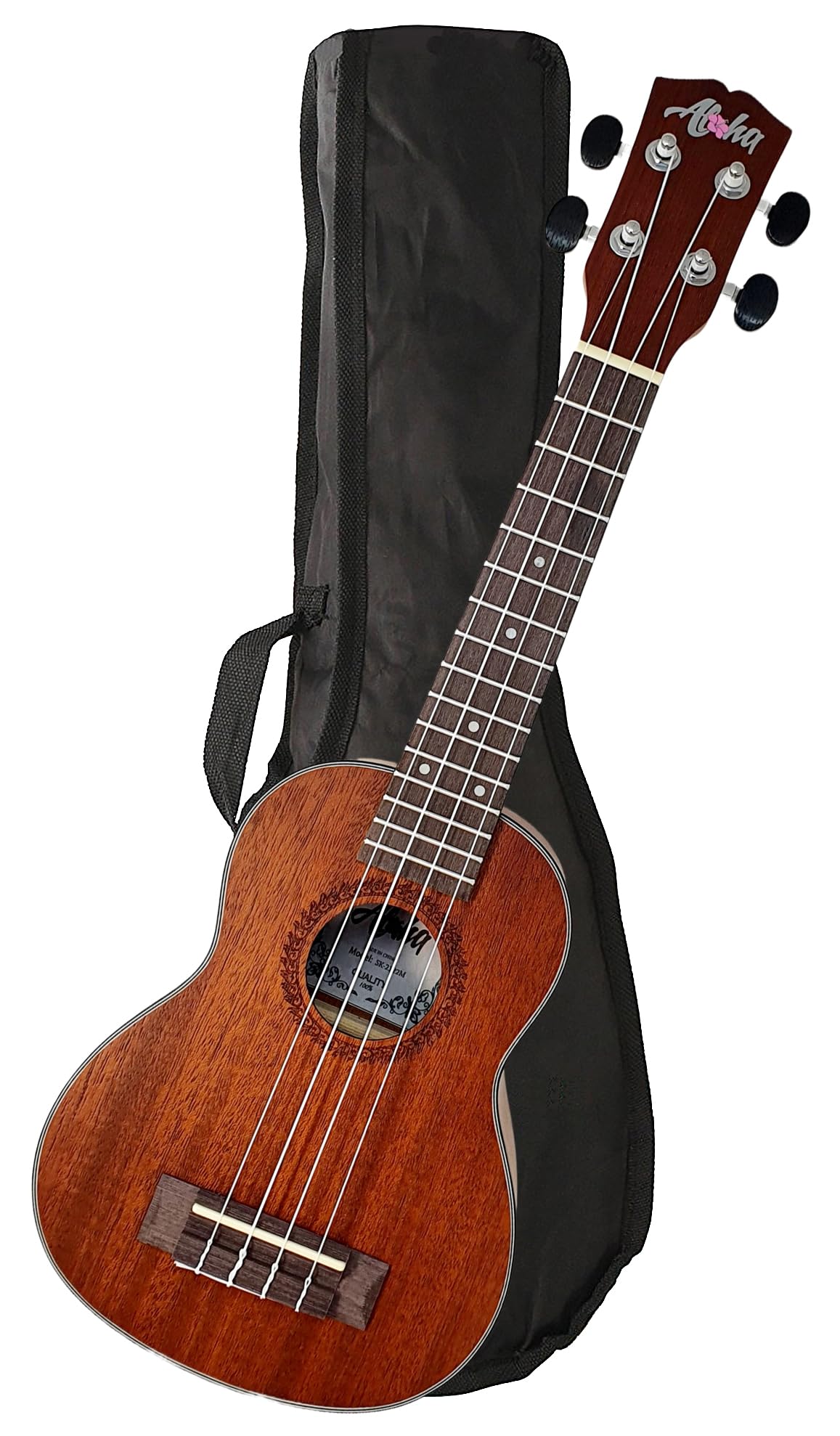 ROCKSTAR - Ukelele Soprano con Funda para Principiantes y Estudiantes Aloha SK2122-M Cuerpo de Caoba, Puente y Diapason de palisandro - Rockmusic