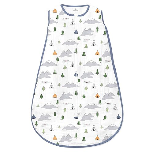 Amazing Baby Cotton Muslin Sleeping Sack, For Baby Boy or Girl, Wearable Blanket with 2-way Zipper, Outdoor Adventure, Denim, Medium (6-12 Month) Amazing Baby Cotton Muslin Sleeping Sack, For Baby Boy or Girl, Wearable Blanket with 2-way Zipper, Outdoor Adventure, Denim, Medium (6-12 Month)