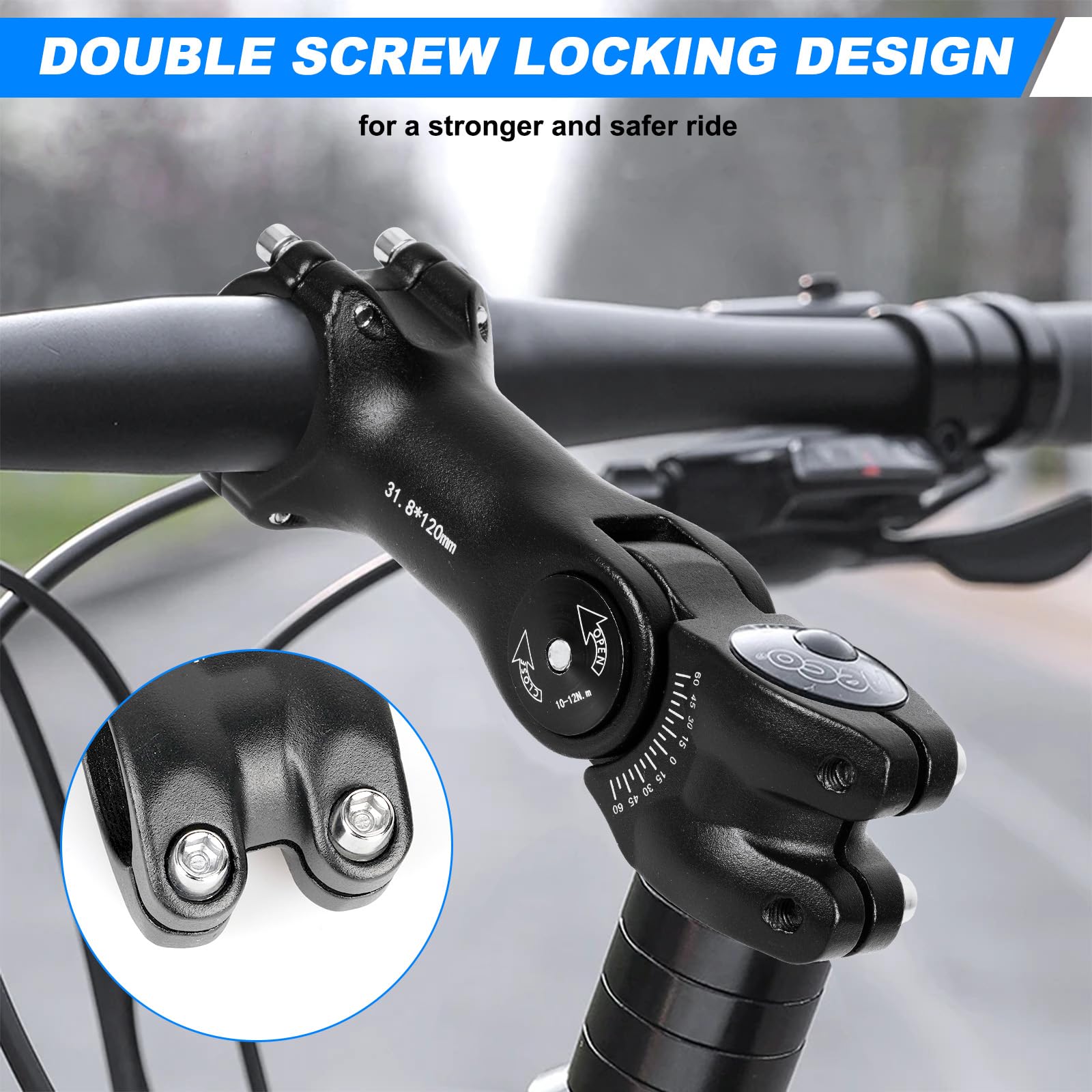 Attacco Manubrio Bici Regolabile 180° - Per MTB E Strada 28.6x31.8x110 Mm In Alluminio