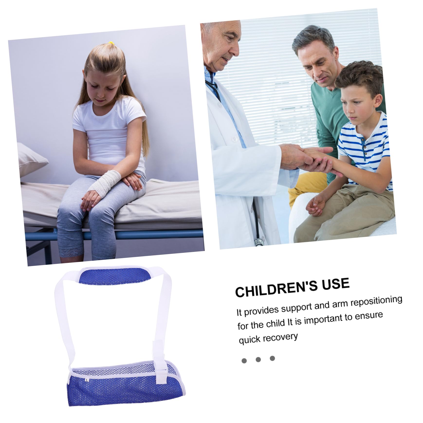 TOVINANNA Elastic Boys and Girls Sling for Broken Arm Medical Shoulder Support Brace Blue Shoulder Pads Breathable Adjustable Size l