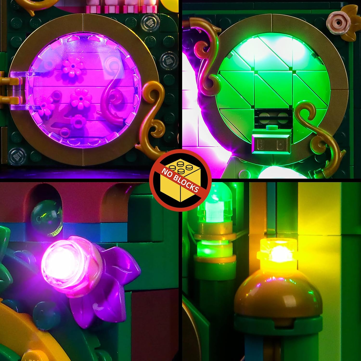 BrickBling LED Lighting Kit Compatible with Lego Wicked Emerald City Wall Art, Creative Light Compatible with Lego 75685-Lights Only, Not Come with Model (RC Version Light)