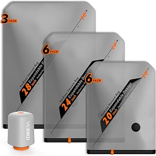 Vacbird Rechargeable Wireless Space Saver Bags - 15pc Set w/1800mAh Pump, 70% Compression for Travel Clothes, Blankets & Home Storage