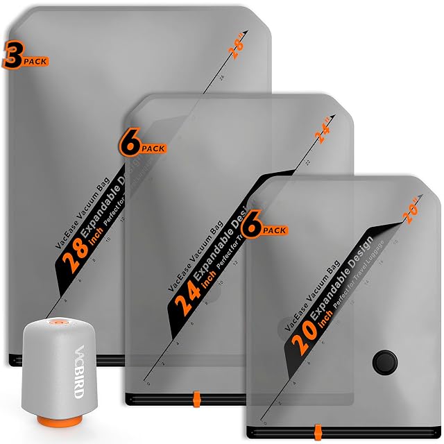 Rechargeable Wireless Pump Travel Storage Bags Set - 15 Pack Portable Space Saver Bags for Travel Home -