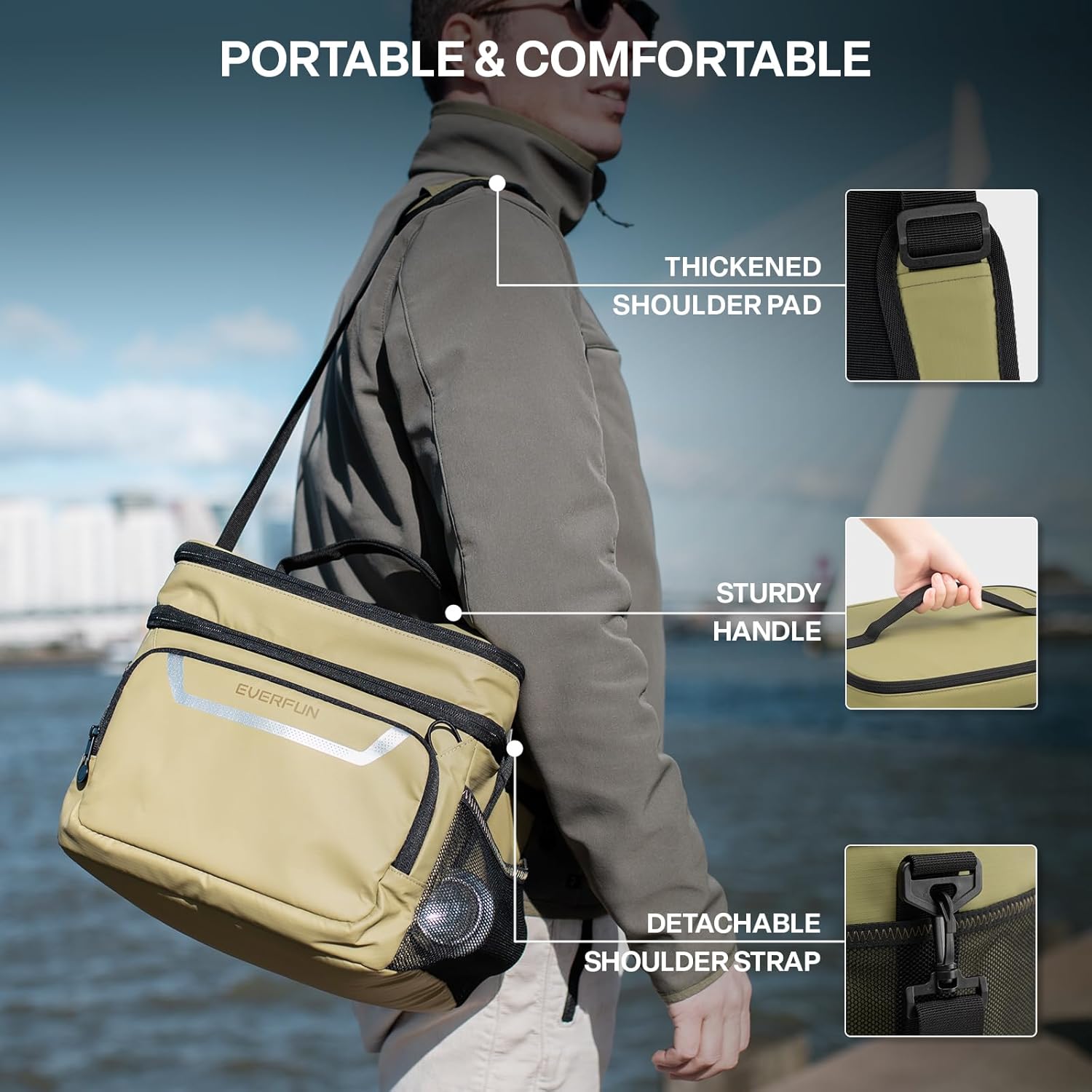 EVERFUN Small Cooler Bag 24/48 Can Insulated Lunch Box Double Deck Soft Leak-Proof Waterproof Collapsible Ice Chest for Men Women Work Travel Car Trip Picnic Beach