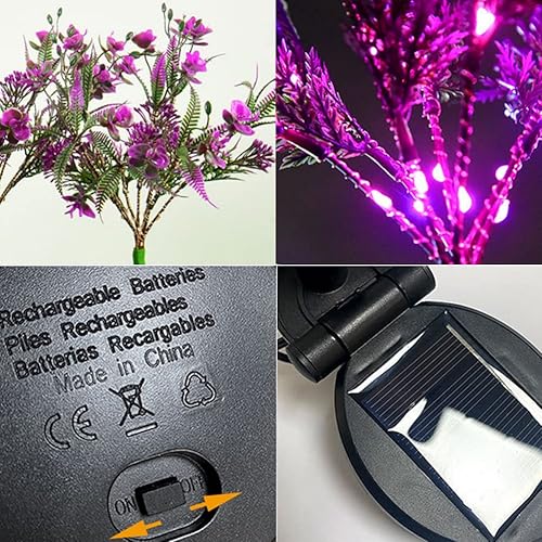 Miniatura 9 de Aolyty Luces solares decorativas para jardín al aire libre, paquete de 2 luces solares Phalaenopsis de flores, impermeables, IP65, luces solares en