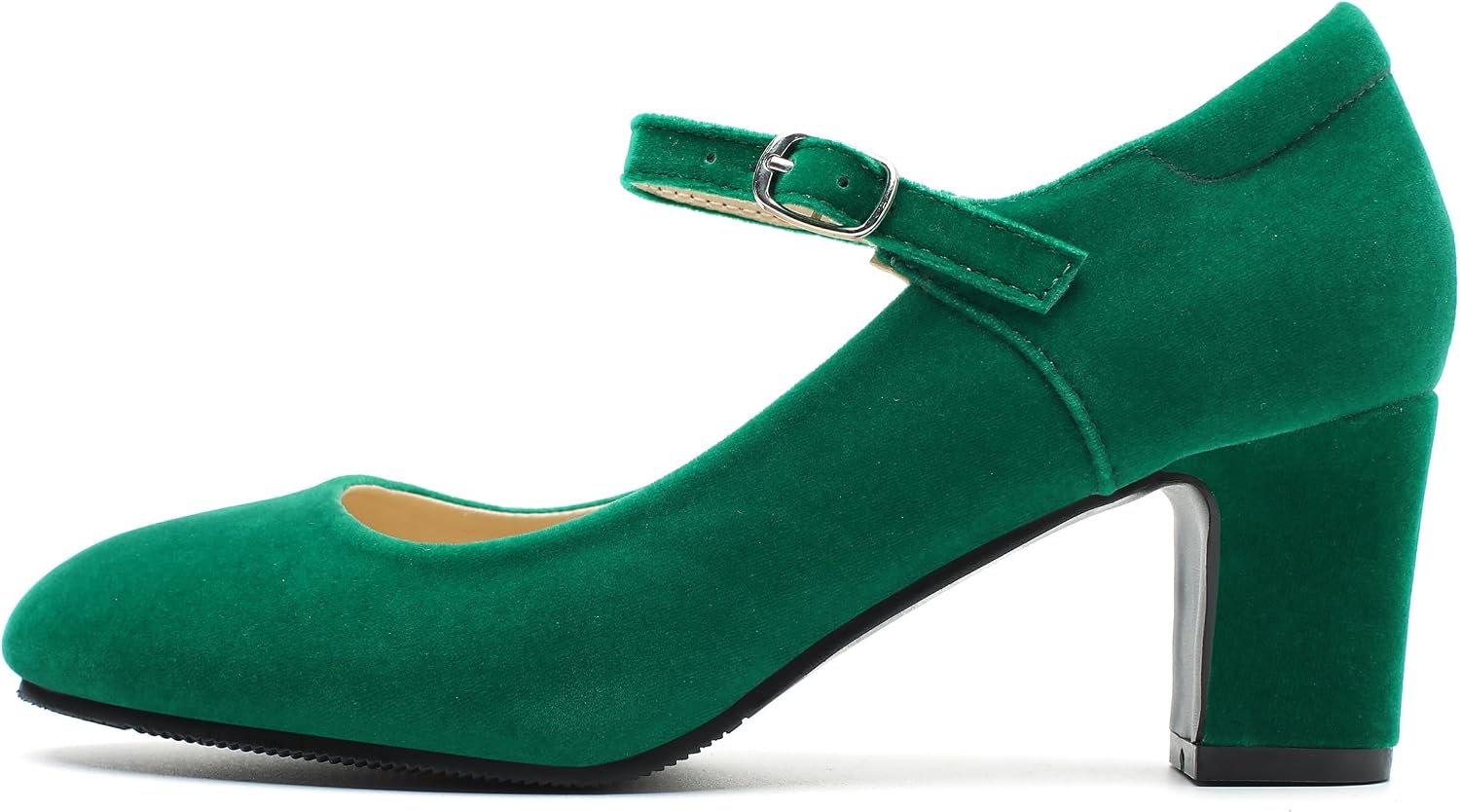 Women's Mary Jane Pumps, Block Heel, Round Toe, Ankle Strap with Buckle, 2.48 Inch Office Church Dress Shoes