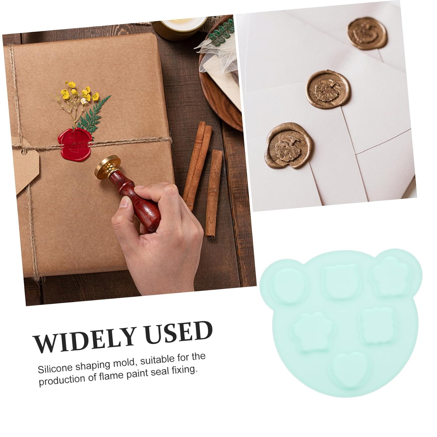 Silicone DIY Craft Wax Seal Mold Adjustable Seal Mold 3-Color Sealing Tool for Creative Invitations and Letters