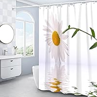 Vista 2 de Daisy Shower Curtain, Farmhouse Floral Shower Curtain Set, Rustic White Flower Shower Curtains for Bathroom, Waterproof Fabric with 12 Hooks, 72 x