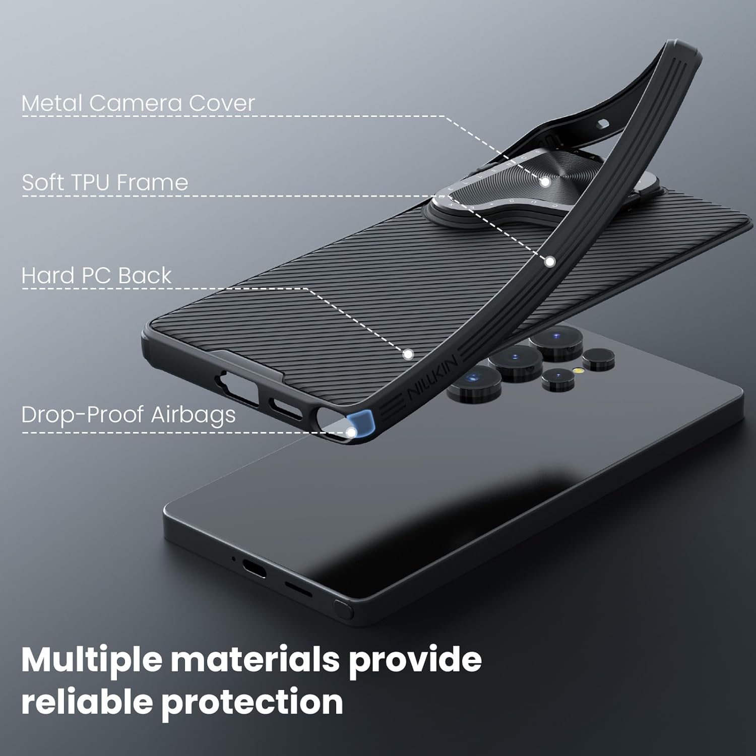 Nillkin for Samsung Galaxy S25 Ultra Case with Camera Cover, [Compatible with MagSafe] [Adjustable Metal Kickstand] Shockproof Slim for Galaxy S25 Ultra Magnetic Case(2025), Black - Image 8