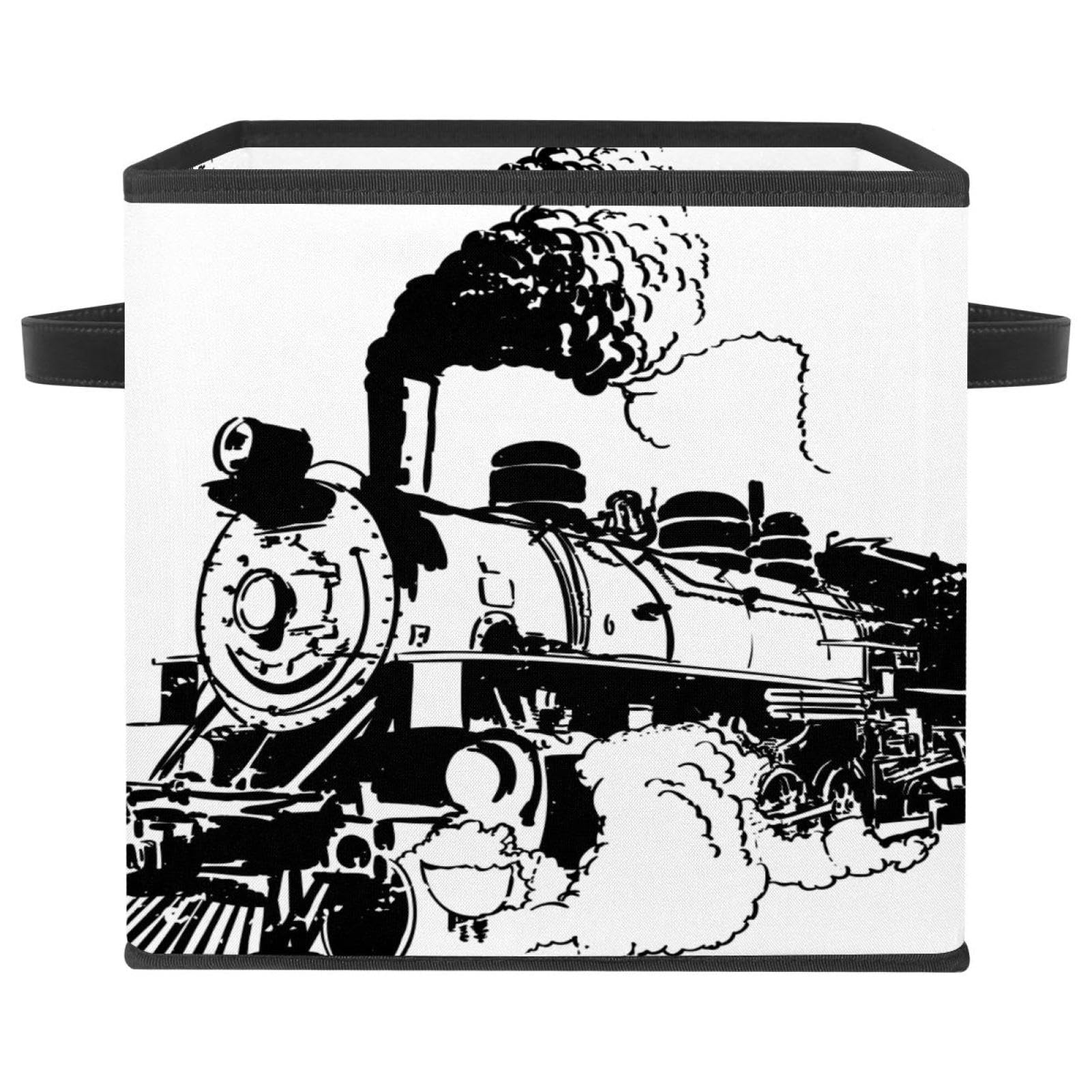 Boîte de rangement pliable jouets livres et linge motif train