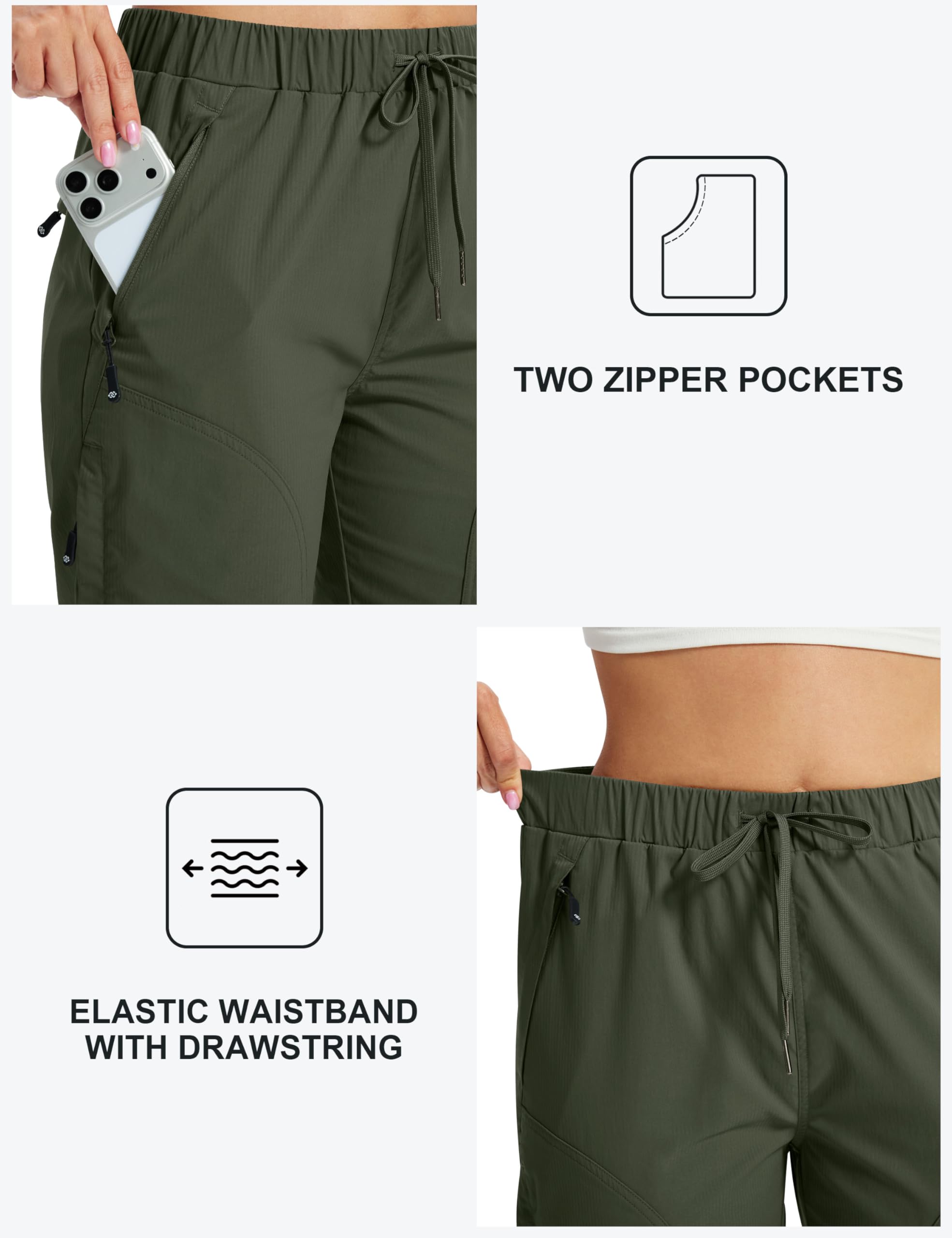 MoFiz Pantalones Cortos de Trekking Mujer Bermudas Secado Rápido 3/4 Pantalones de Senderismo Acampada Marcha Safari Deporte Shorts con 5 Bolsillos - 4