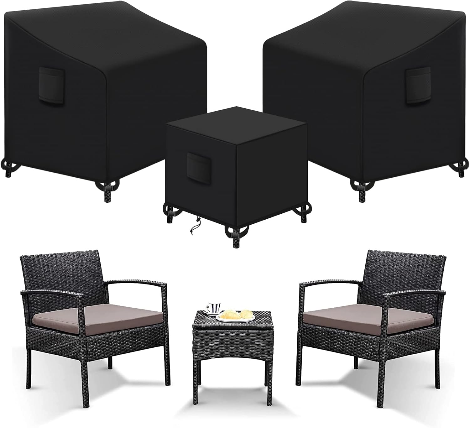 Kovshuiwe 3 Pieces Patio Set Cover, Upgraded 420D Heavy