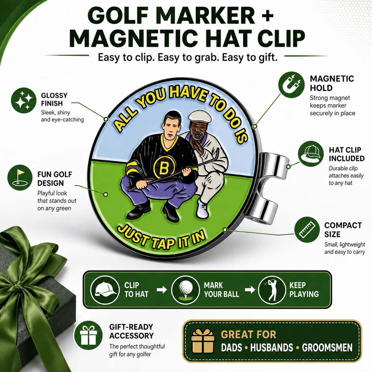 Ultimate Happy and Chubbs Gilmore Golf Ball Marker and Magnetic Hat Clip image 2