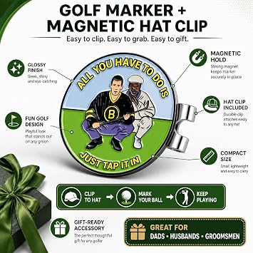 Ultimate Happy and Chubbs Gilmore Golf Ball Marker and Magnetic Hat Clip | Golf Accessories, Enhance Your Golfing Experience Stand Out on the Green with Precision Golf Markers, Hat Clip