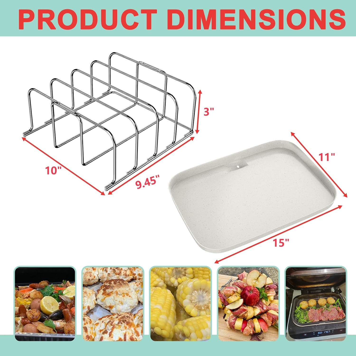 Griddle Pan & Rib Rack for Ninja Woodfire OG751/OG700 Series Grill, Non-Stick Upgraded Ceramic Cooking Flat Top Griddle Plate for Ninja XSKGRDPLT Woodfire Accessories, with 4 Full Racks Holder of Ribs