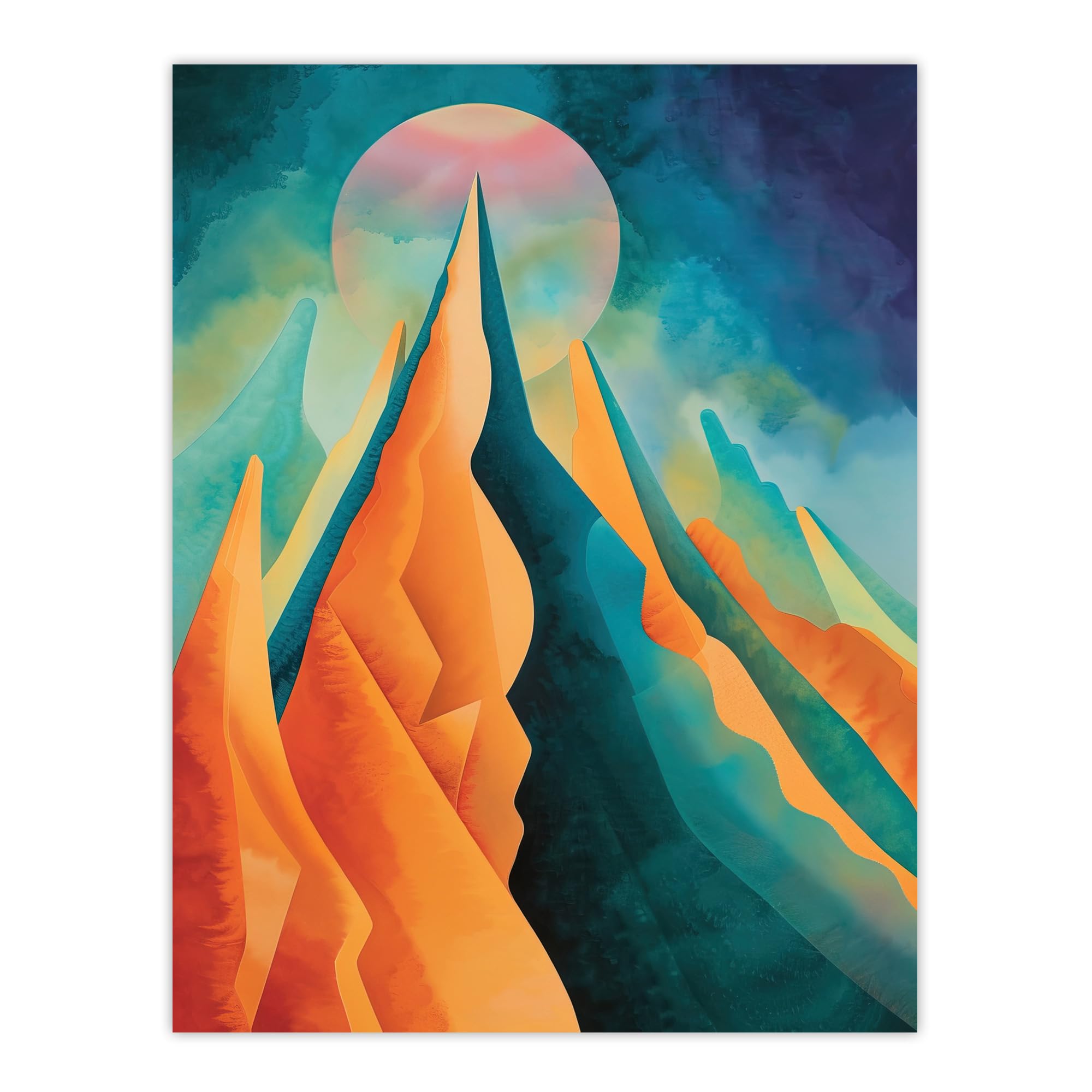 Artery8 Sci-Fi Mountain Summit by Moon Painting Galaxy Living Room Large Wall Art Poster Print Thick Paper 18X24 Inch