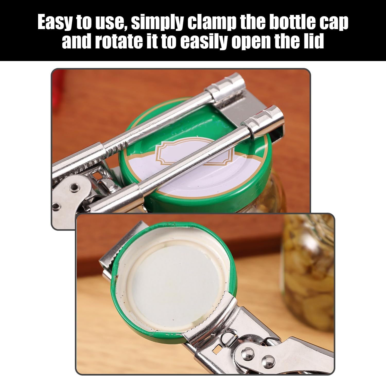 1 Piece Stainless Steel Rotary Manual Can Opener, 1 Piece Double Head Lid Opener, Multifunctional Adjustable Can Opener, Creative Kitchen Supplies, Ergonomic. image 5