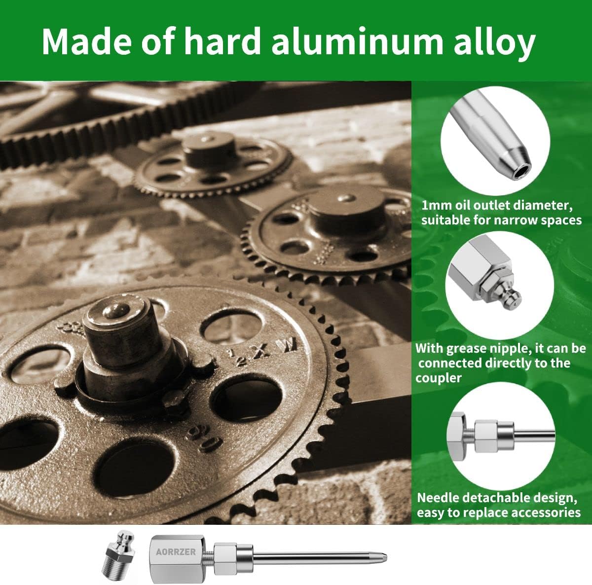 Grease Gun Needle Tip & Grease Gun Coupler Set,Upgrade Narrow Needle Dispenser for Grease Gun, Grease Zerk Fittings Compatible with All Grease Guns 1/8" NPT Threads