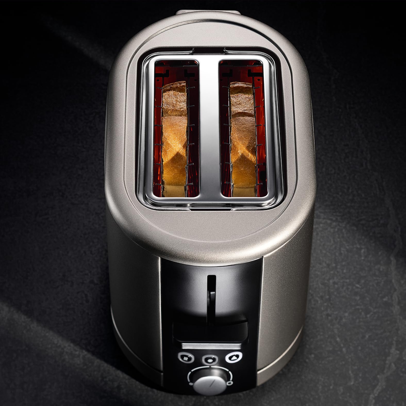 WMF Lono Silk Tostapane a 2 fette in acciaio inox, doppia fessura con inserto per panini XXL, effetto anti-impronte, funzione LED, 2 fette, scomparto per briciole, 7 livelli di doratura, 900 Watt