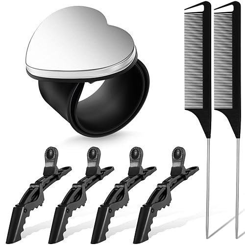 7 piezas de herramientas para trenzar el cabello, 1 pieza de pulsera magnética y 2 piezas de peine de cola de rata de acero inoxidable con 4 piezas