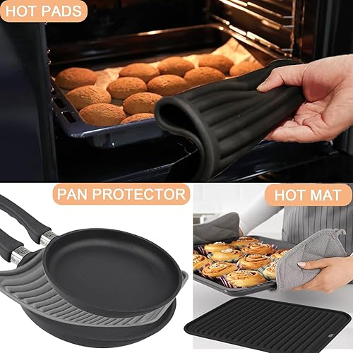 Miniatura 4 de Salvamanteles de silicona extra grandes para ollas y sartenes calientes de 16 x 12 pulgadas, almohadillas calientes resistentes al calor para