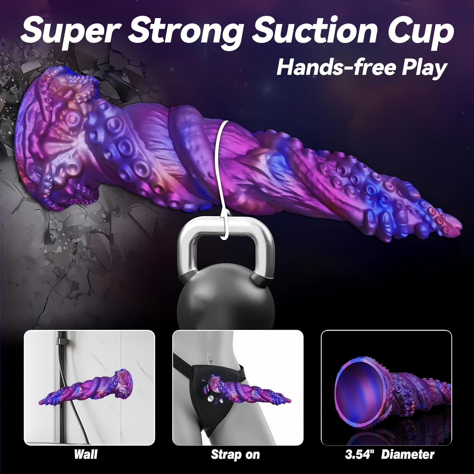 10.7"  Silicone 3 Knot Dildo–Fantasy Knotted Horse Dildo with Suction Cup, G-Spot & Clitoral Stimulating Large Adult Sex Toy for Women, Men, Gays, Anal Plug, Wall, Thicker