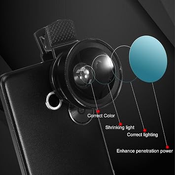 Macro Lens for iPhone, Universal Phone Camera Lens, Fish Eye Lenses iPhone, Phone Lens Attachments, Camera Lenses (Black)