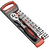 Egofine 12pcs 3/8 Inch Ratchet Socket Wrench Set, Drive Socket Set with 10 Sockets 8-14,17,19,21mm and 2 Way Quick Released Ratchet Handle and Extension Bar