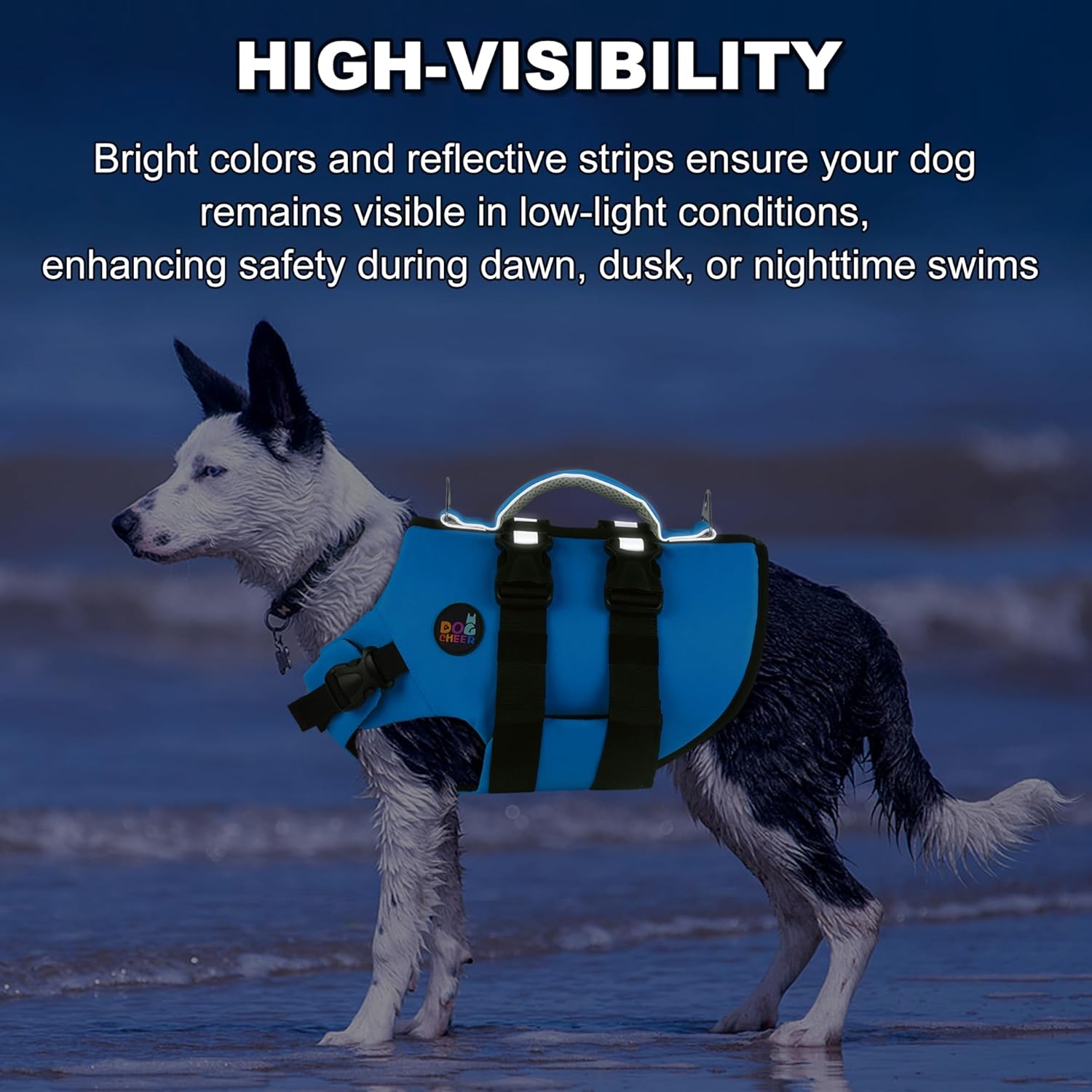 Dogcheer Dog Harness Life Jacket, High Buoyancy Neoprene Dog Life Vest for Swimming Boating, Adjustable Puppy Swim Vest Reflective Pet Float Vest for Small Medium Large Dogs - Blue, XS