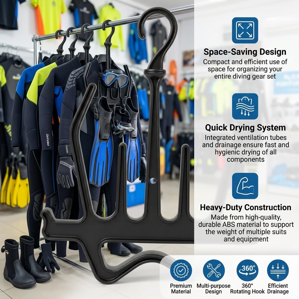 Diving Hanger, Heavy Duty Quick Drying Wetsuit Hanger Diving Gears Dry Drain Rack for Boots Gloves Goggles Accessories (Black), SPYMINNPOO6pyhga3mdx-12