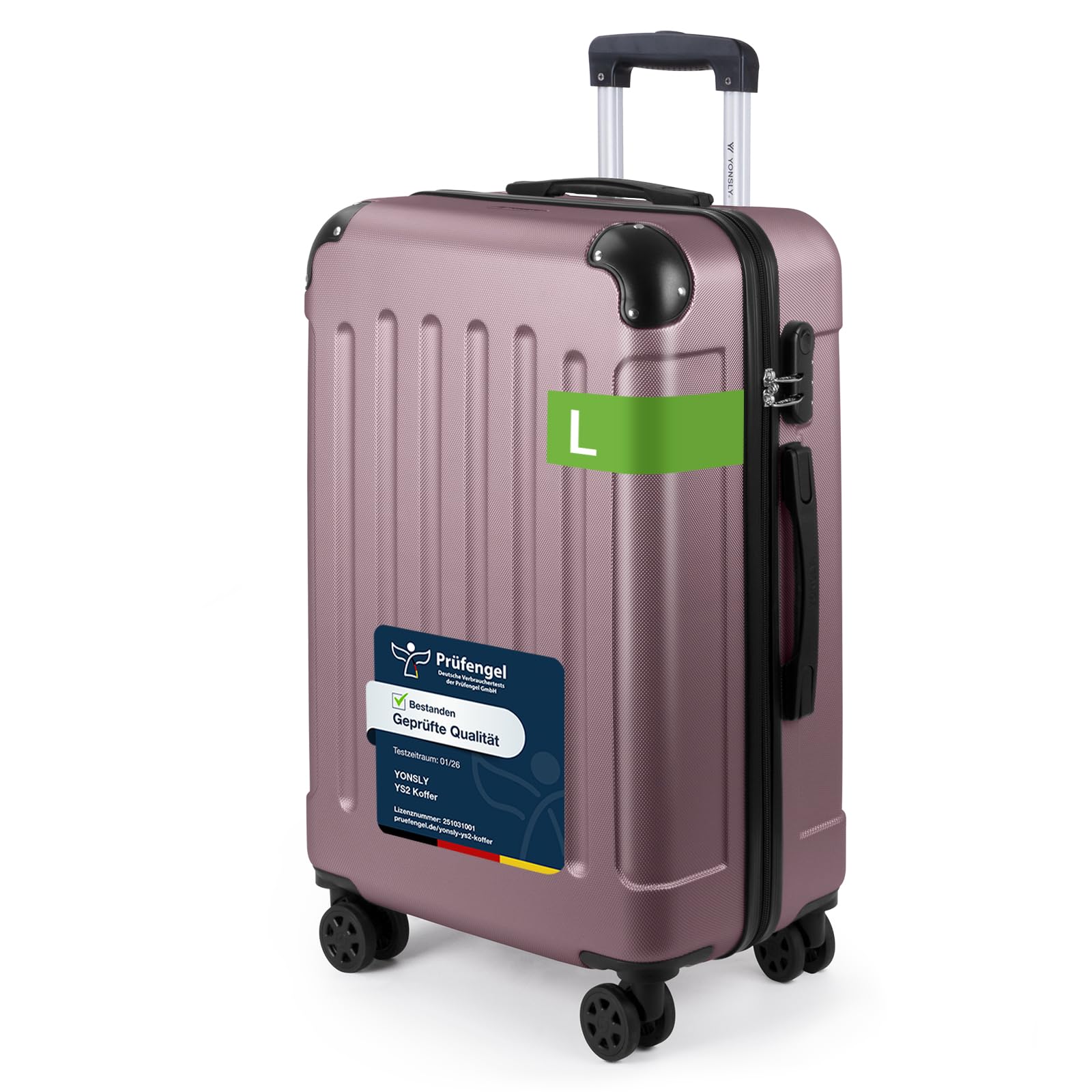 YONSLY Trolley Koffer Set, Reisekoffer, Rollkoffer Handgepäck, Kabinkoffer Suitcase, Gepäckset mit 360° Rollen, Hartschalenreisekoffer, Zahlenschloss, Gummigriff