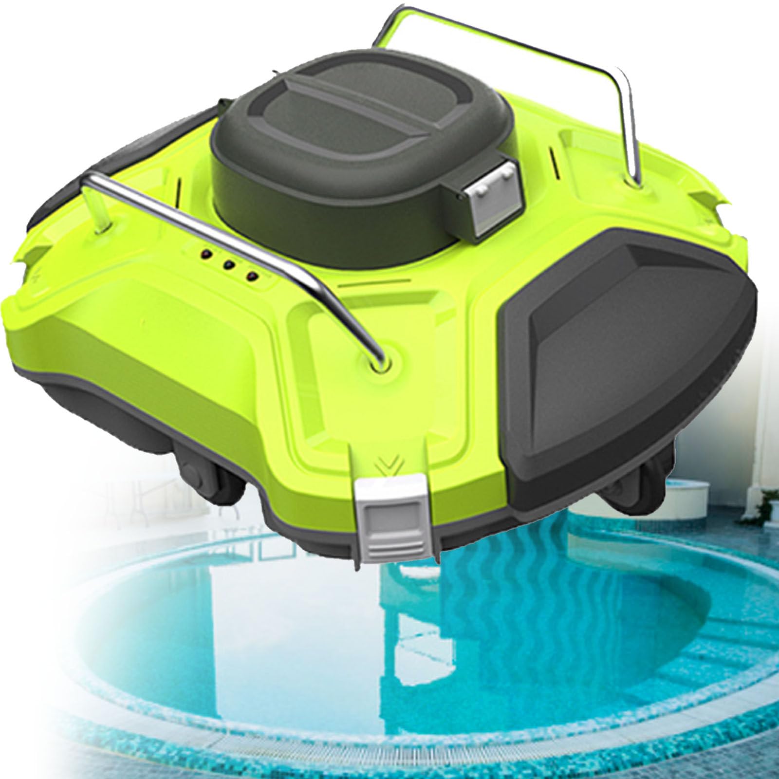 Robot pulitore per Piscine Senza Fili, aspirapolvere Automatico per Piscine, Durata della Batteria Circa 110 Minuti, Dock Automatico, Robot pulitore per Piscine Piatte