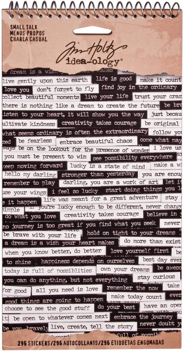 Small Talk Stickers by Tim Holtz Idea-ology, 8.25 x 4.25 Inch Sheet Size, 296 Stickers, Black/White, TH93193