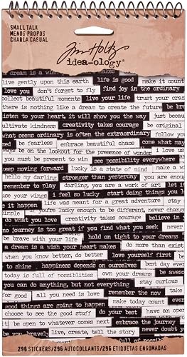 Small Talk Stickers by Tim Holtz Idea-ology, 8.25 x 4.25 Inch Sheet Size, 296 Stickers, Black/White, TH93193