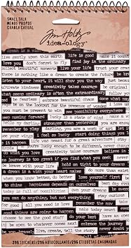 Small Talk Stickers by Tim Holtz Idea-ology, 8.25 x 4.25 Inch Sheet Size, 296 Stickers, Black/White, TH93193