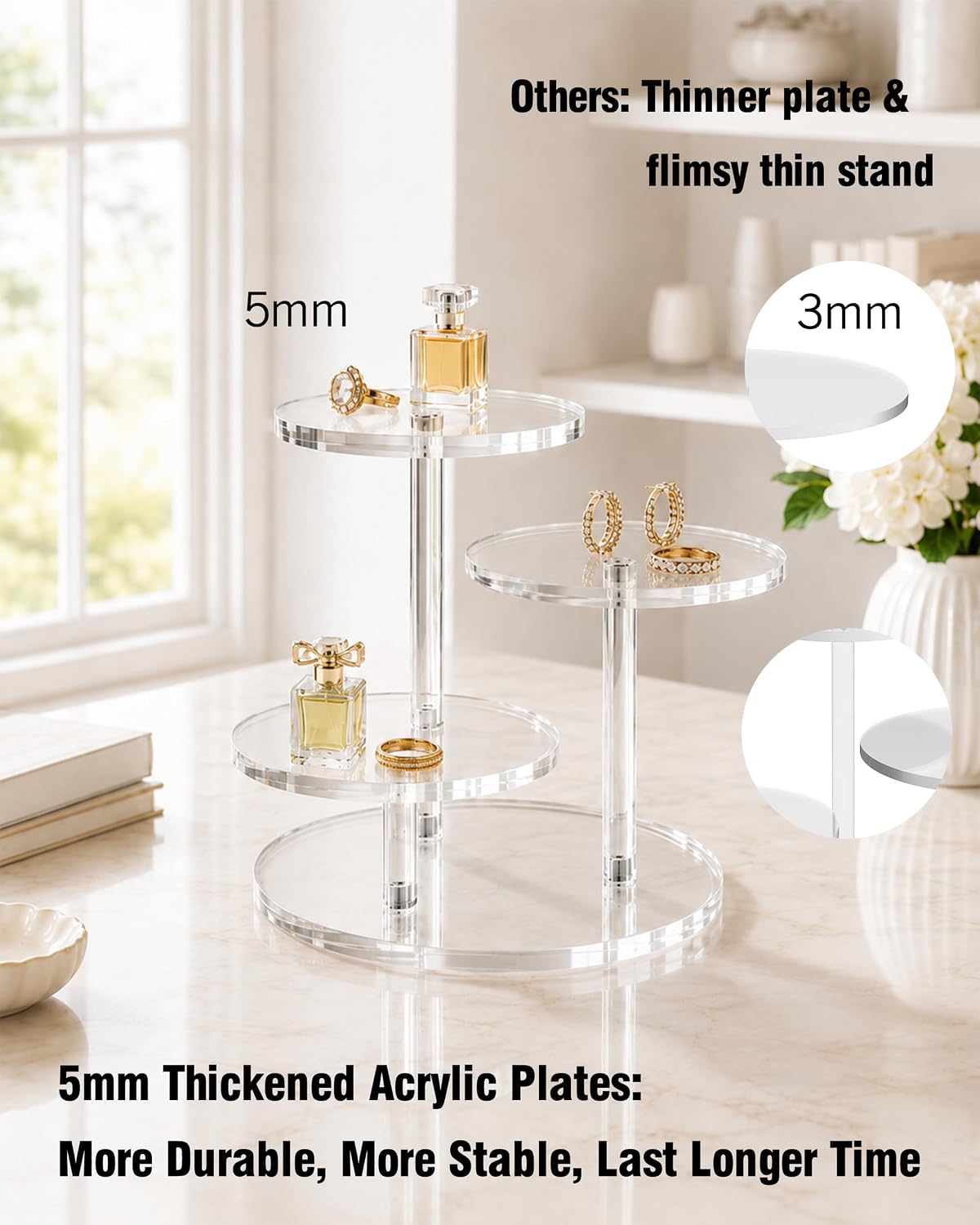 3-Tier Acrylic Display Riser for Lego Botanical, Figurine Stand
