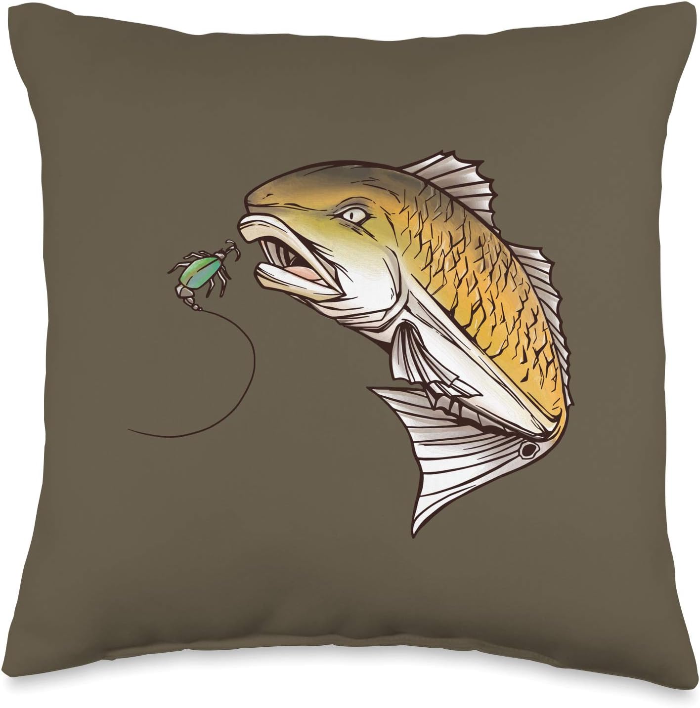 Redfish Angling Fish Throw Pillow