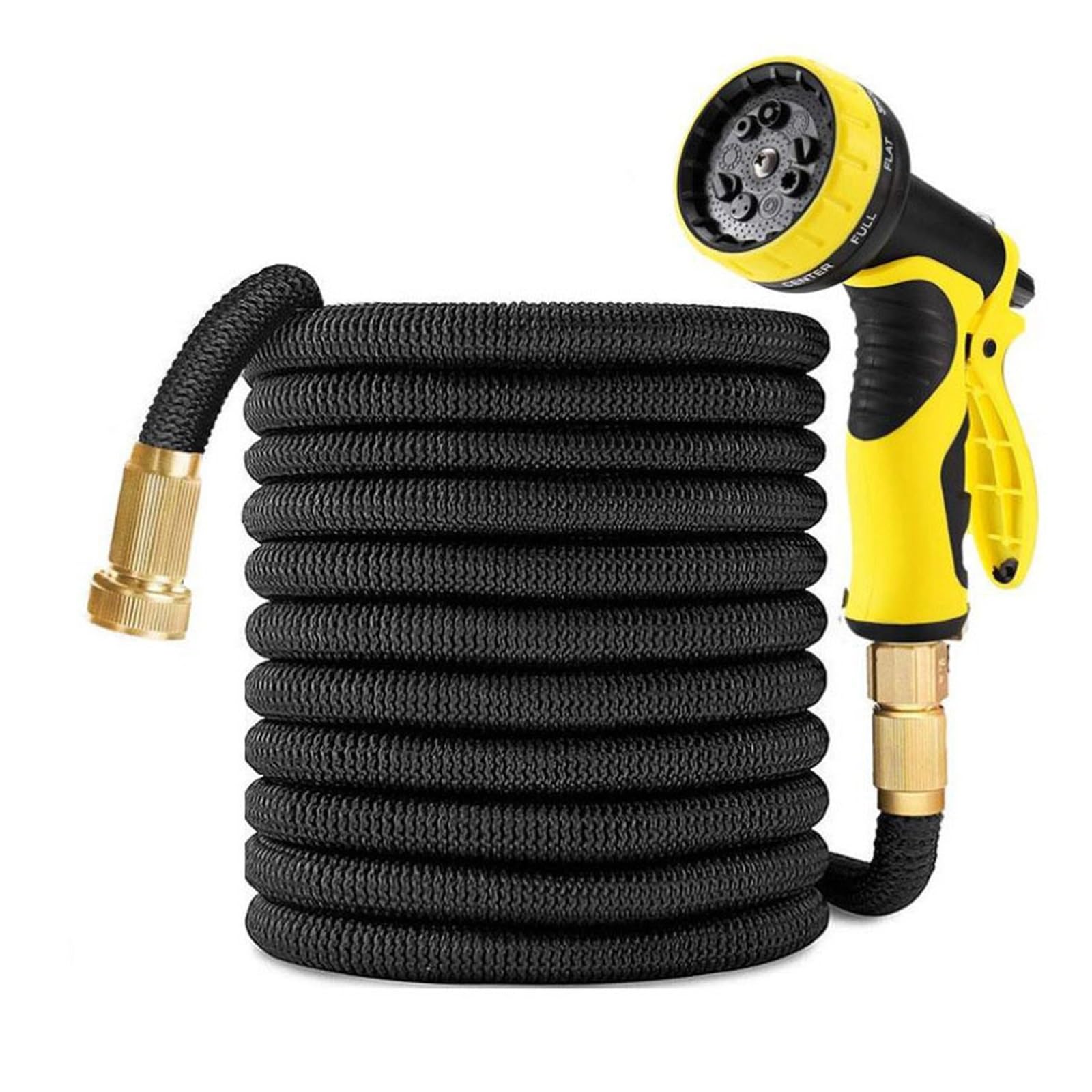 Pistola a spruzzo per tubo flessibile con ugello, Tubo for irrigazione da giardino estensibile, ad alta pressione, senza pieghe, 3/4 pollici, dimensioni multiple(Hose Kit,1-50FT-15M)