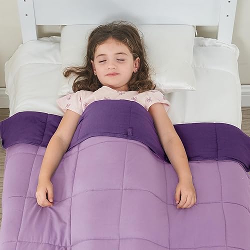 Miniatura 5 de yescool Manta con peso para niños (5 libras, 36 x 48 pulgadas, morado) Manta pesada refrescante para dormir, perfecta para 40-60 libras, manta
