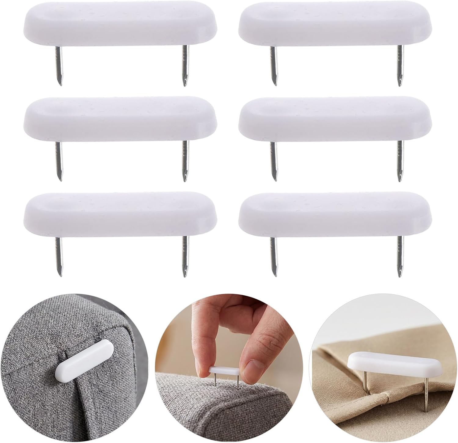 Bed Skirt Pins Providing a Discreet and Clean Look White with Dual Pin Structure 50pcs Plastic Minimalistic Design Fasteners for Mattress Skirt and Furniture Covers for Upholstery