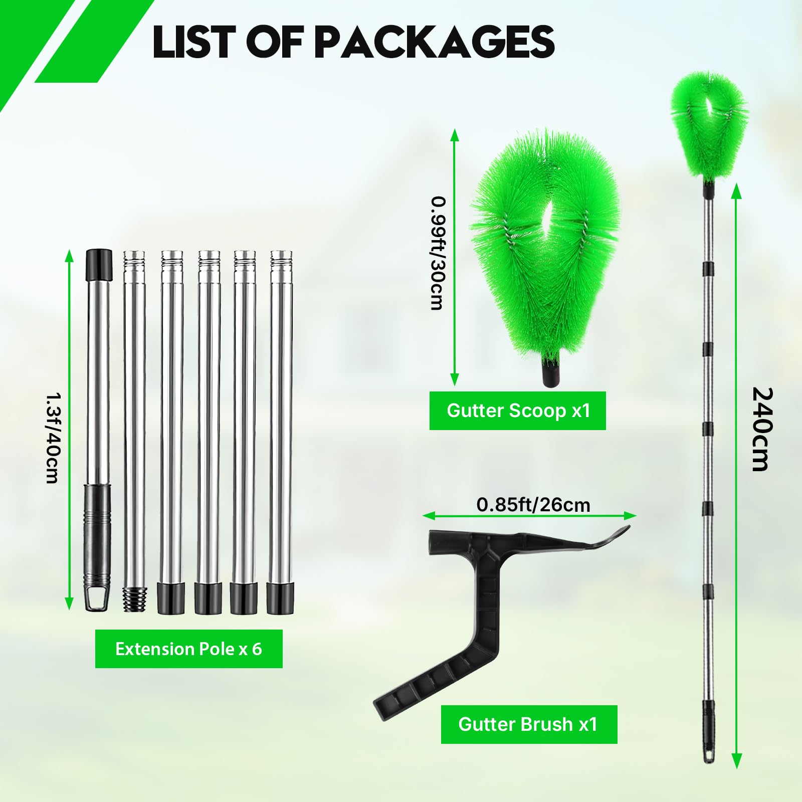 Storystore Gutter Cleaning Tool, 240cm Extendable Roof Gutter Cleaner Equipment - Image 2
