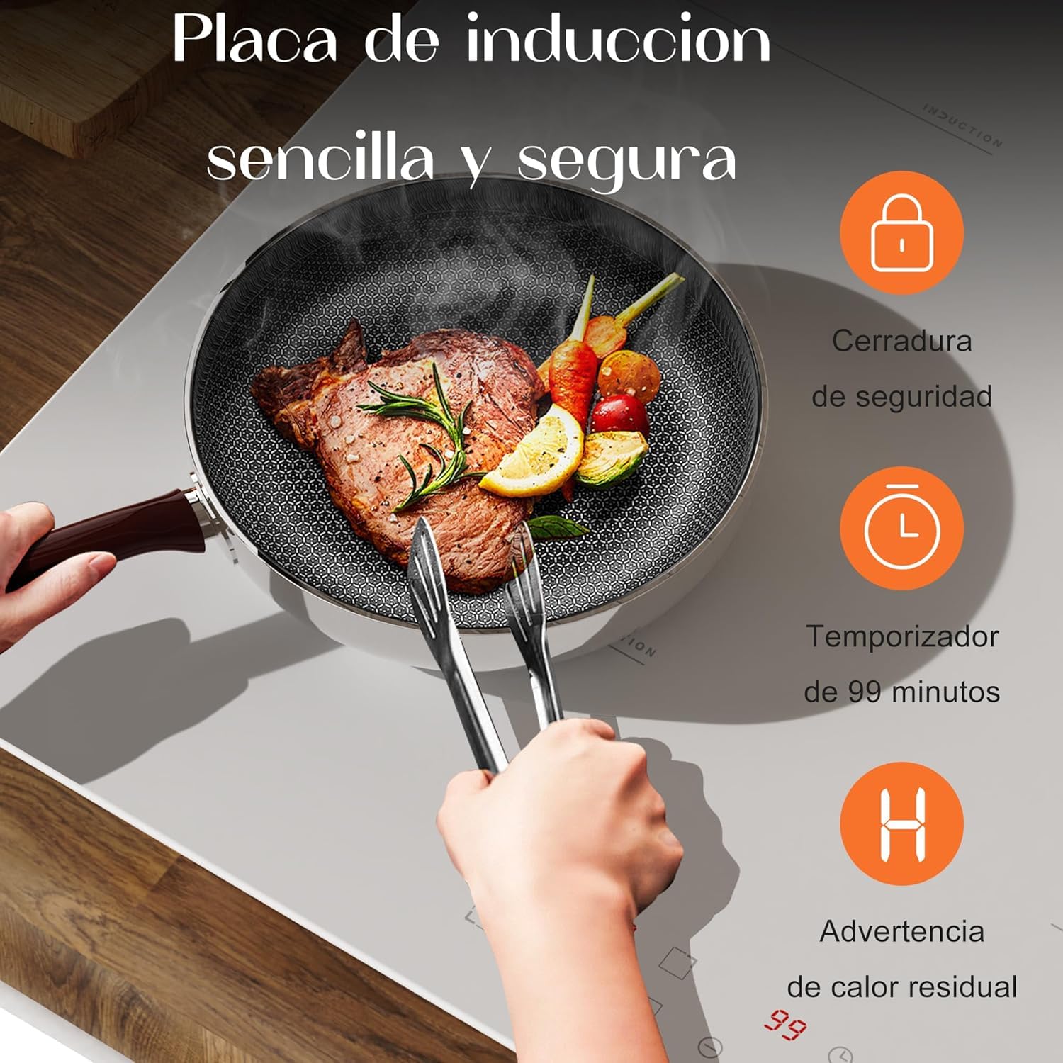 Placa de Inducción 4 Fuegos Blanco DELITEER, Empotrable, 60 cm | Vitrocerámica Blanca, Control Táctil, Bloqueo de Seguridad, Temporizador, 220 V ~ 240 V, 3500 W, con Enchufe