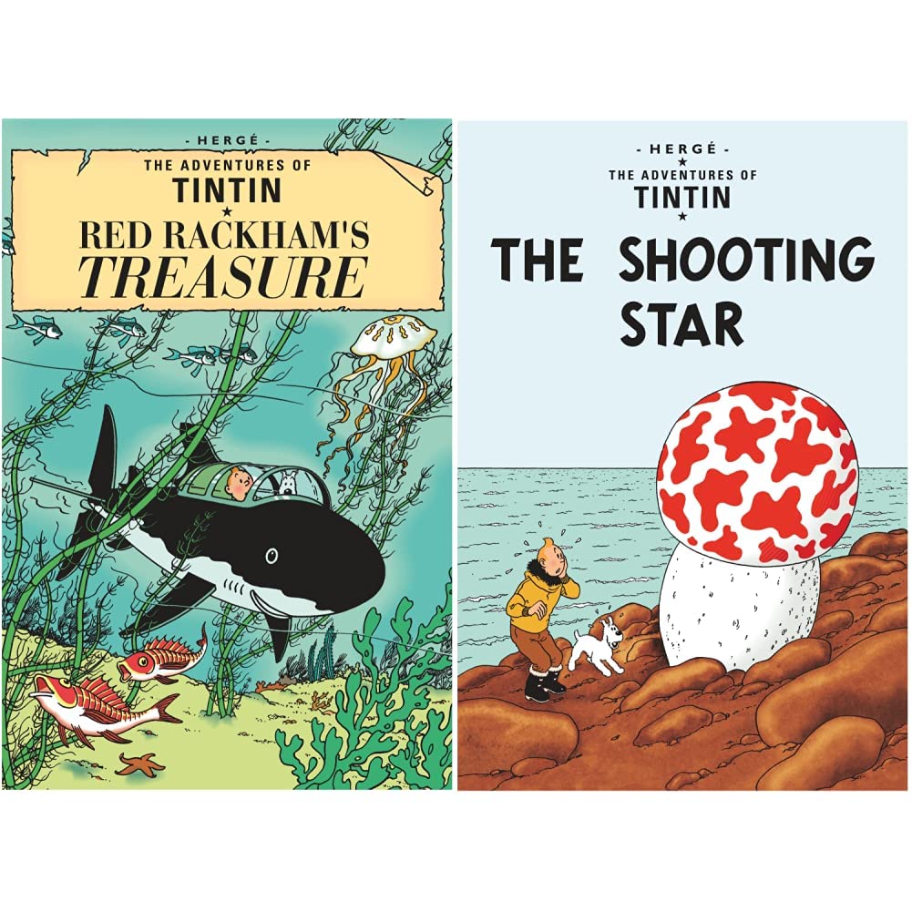 Red Rackham's Treasure (Tintin)+Shooting Star (Tintin)(set of 2 books)