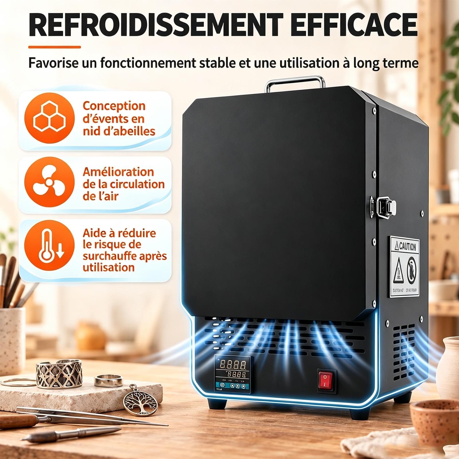 Four de Table 1200 °C, PID 51 étapes pour céramique et Bijoux