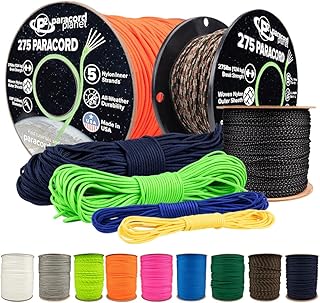 PARACORD PLANET Tactical 5-Strand Nylon Core 275-LB Tensile Strength Paracord Rope 3/32 Inch (2.38mm Diameter) (Black, 100 Feet)