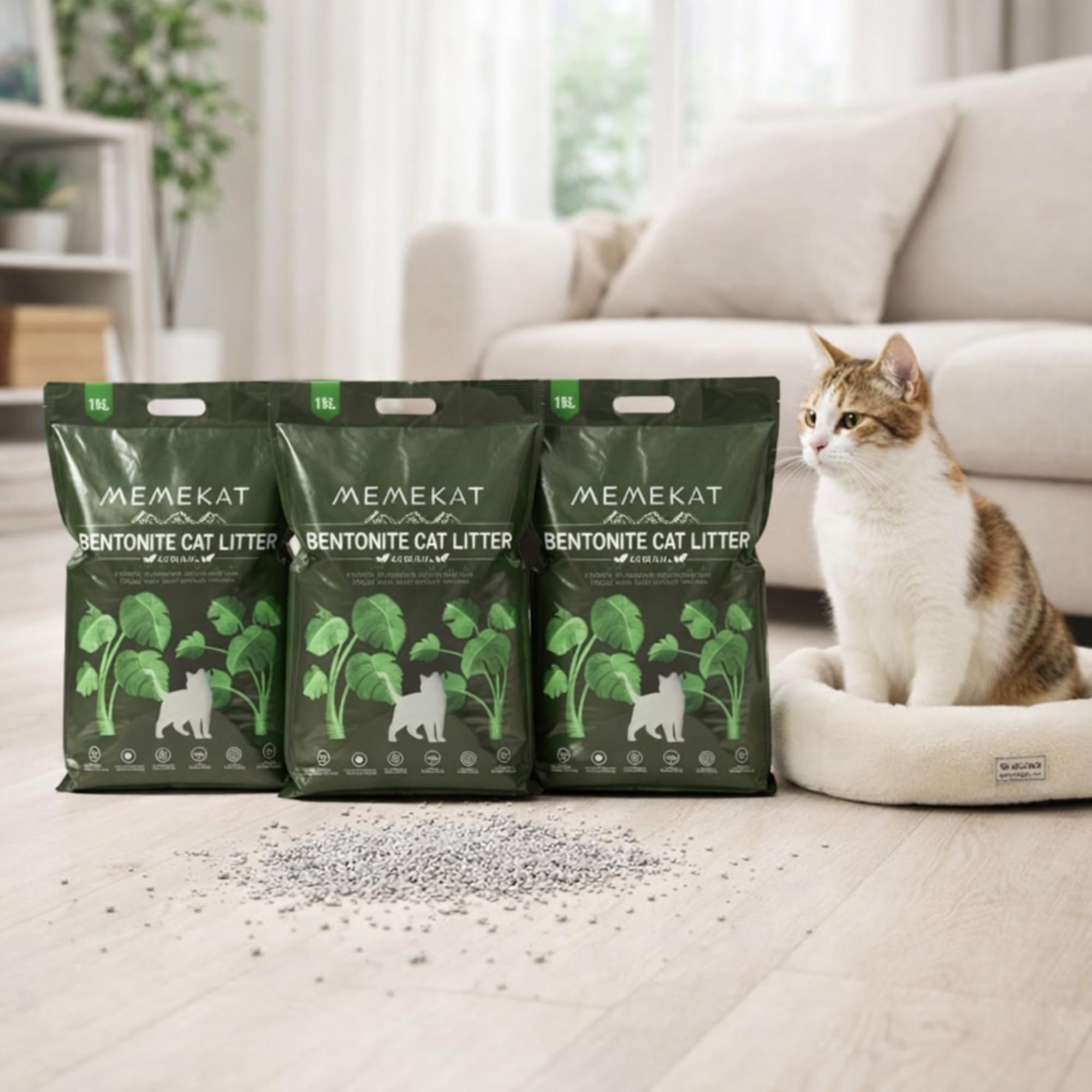Bentonite Clumping Cat Litter, Unscented, Low Dust, Odour Control, Super Clumping, Fast Absorption, 10L / 20L / 30L (30L)