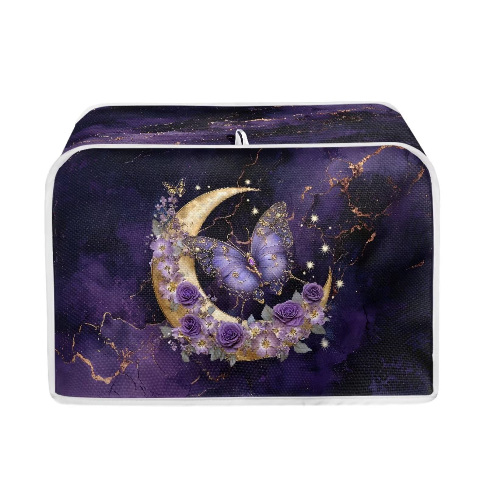 Talayituse Butterfly Rose Moon Marble Print Toaster Cover 2 Slice Wide Slot, Lightweight Bread Maker Cover Dust Protection Washable Appliance Bag, S